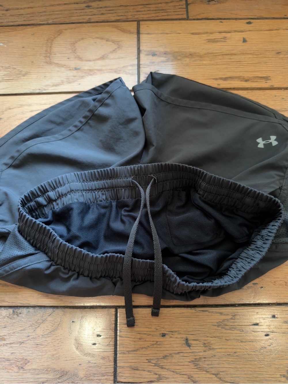 Under Armour Women's Dark Gray Athletic Shorts with Pockets - Picture 3 of 4